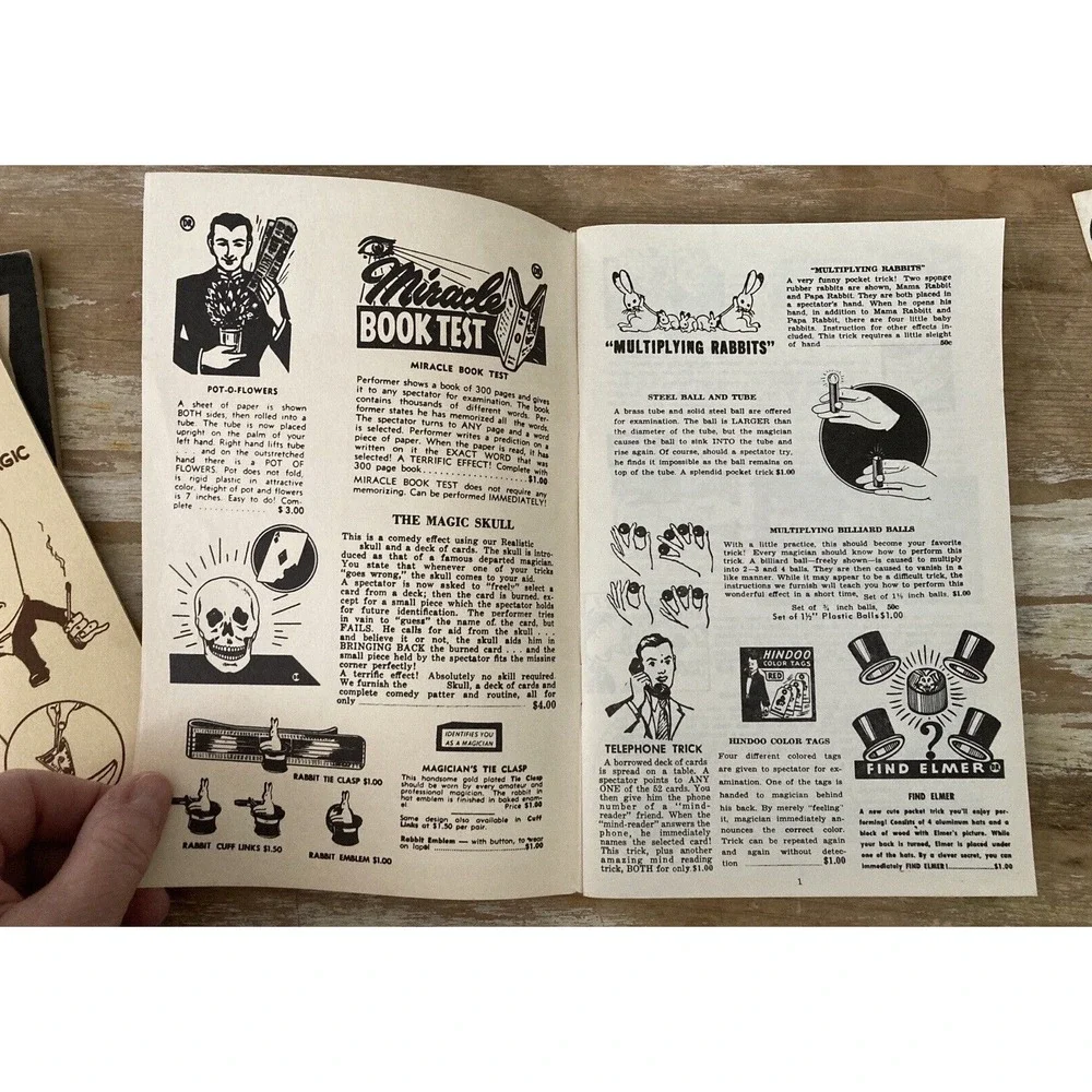 Vintage booklets Tricks w/ Thumb Tip Patter for Magic Tricks E-Z catalog 1950's